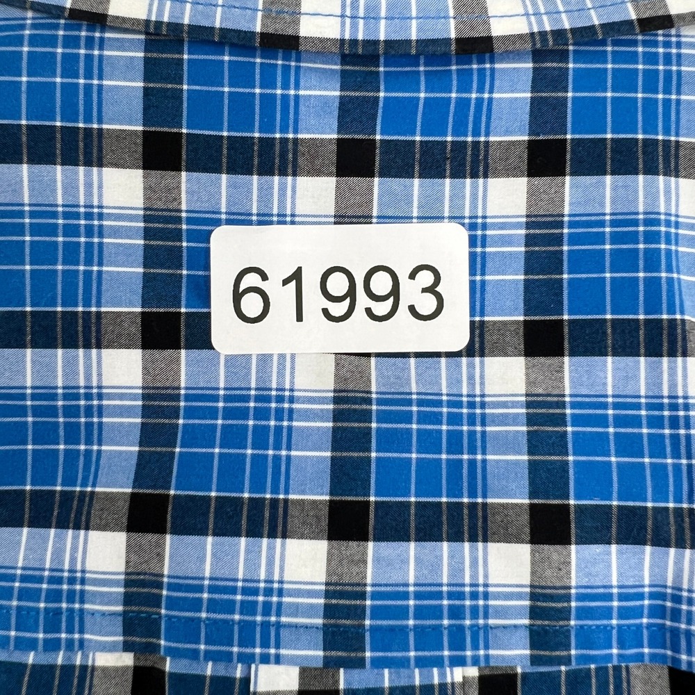 Cinch Plaid Button Down Shirt L Blue Men Western Cowboy Long Sleeve Cotton - Picture 7 of 7